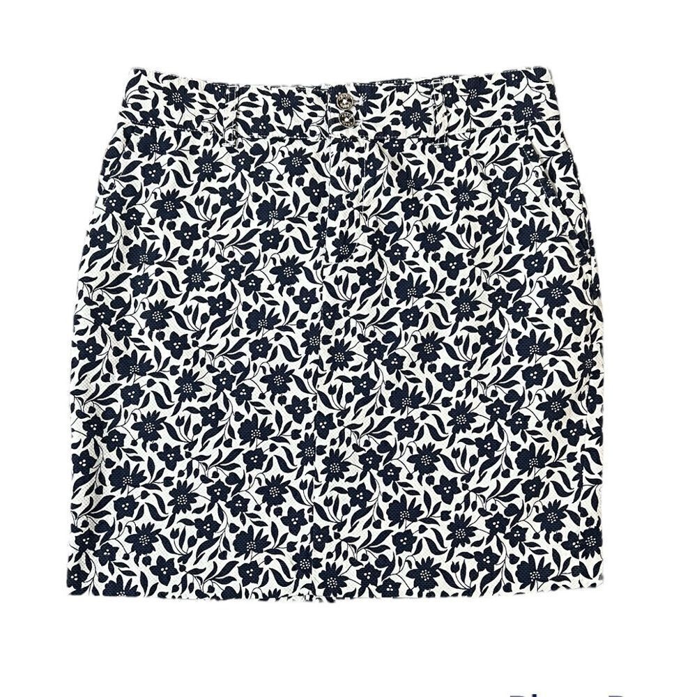 Chaps Navy Floral Pencil Mini Skirt Size 4